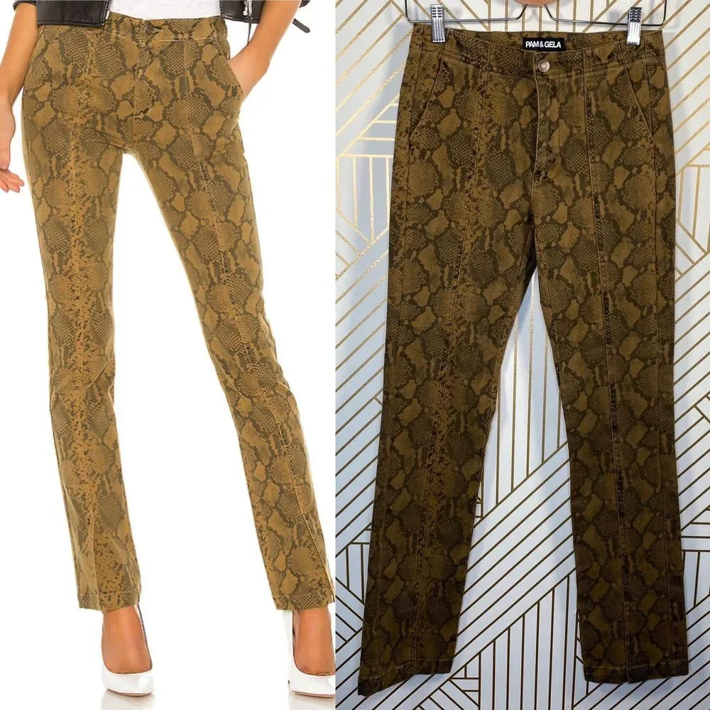 Pam‎ & Gela Seamed Snake Baby Boot Cut Pants Chai